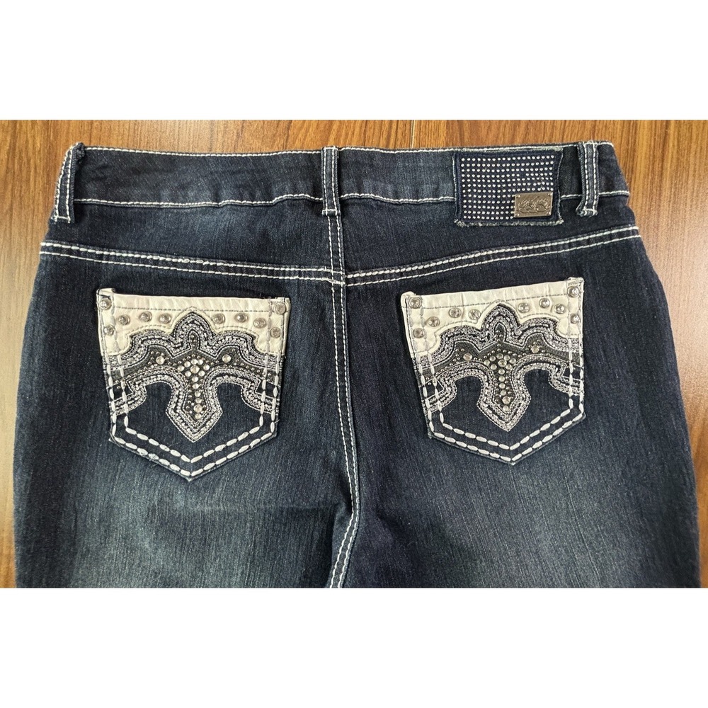 One 5‎ One Denim Jeans Womens Size 10 Dark Wash 90s Embellished Rhinestone - Picture 3 of 11